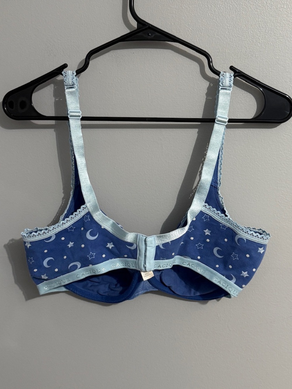 Cacique Bra Womens 40D Underwired Moon Stars Blue Unpadded Comfort Lace Straps - Picture 2 of 7